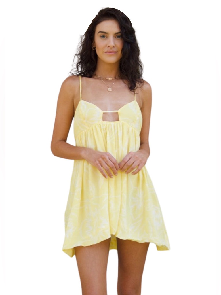 Nwot - Indah Charlotte Mini Dress In Yellow / White - Size Xl
